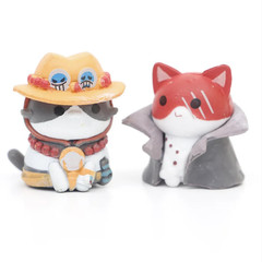 8PCS One Piece Neko Cats Luffy Sabo Ace Law Chopper Cute PVC Figure Toy