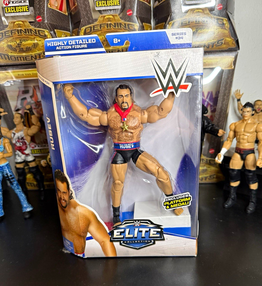 WWE Elite Collection Rusev w/ Platform & Medal *See Description*