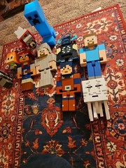 Lot Of 10 Large Minecraft Figures/ Enderman/Wolf/Steve/Creeper+