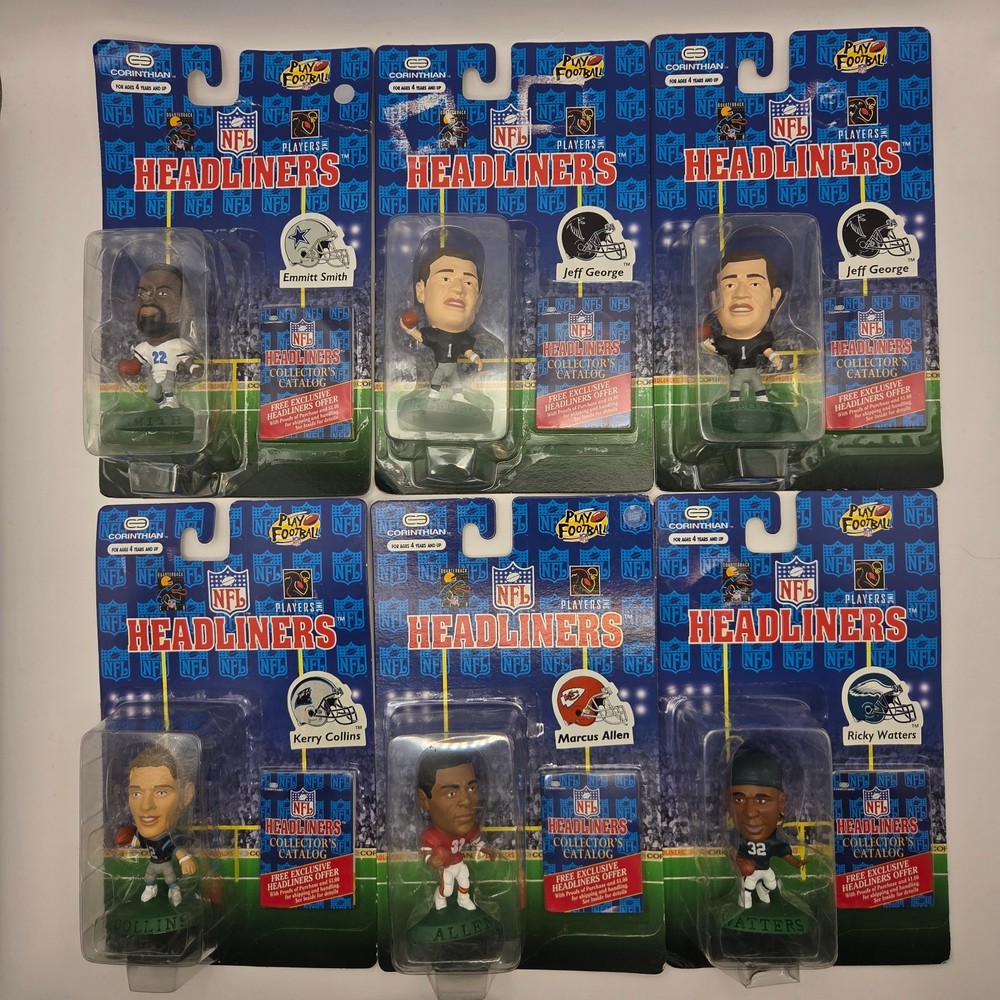 NEW 1996 NFL Football Headliners Figures LOT of 6 – Emmit Smith – Marcus Allen +