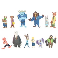 Zootopia Animals Action Figure 4-8 cm Kids Toys Gift Collection Cake 12 pcs set