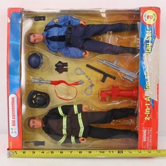 Kid Connection 2-In-1 Action Figure Play Set Firefighter Police #11472 12″