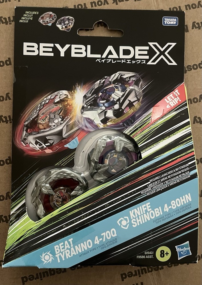 Beyblade X Beat Tyranno 4-70Q & Knife Shinobi 4-80HN Dual Pack Takara Tomy