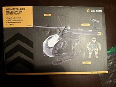 U.S. Army Night Stalker Helicopter with Pilot. Lights,Sound New In Box, Damage