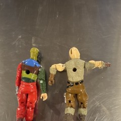 Fully Jointed Multicolor Action Figure Lot of 2 Red Green Tan Brown Vintage Toy