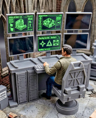 1:12 or 1:18 Scale Sci-Fi Command Center Diorama Set Hacker Tech Lab Environment