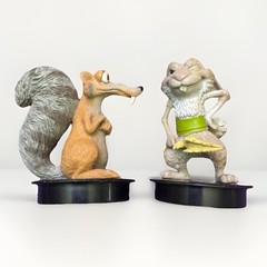 RARE Ice Age Continental Drift SCRAT & Squint Cup Topper Figure Lot 2012 FOX