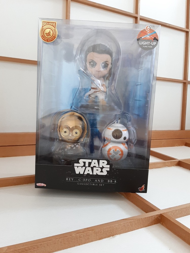 Star Wars Rey C-3PO BB-8 Cosbaby Exclusive Limited Editon Light-Up Set Hot Toys