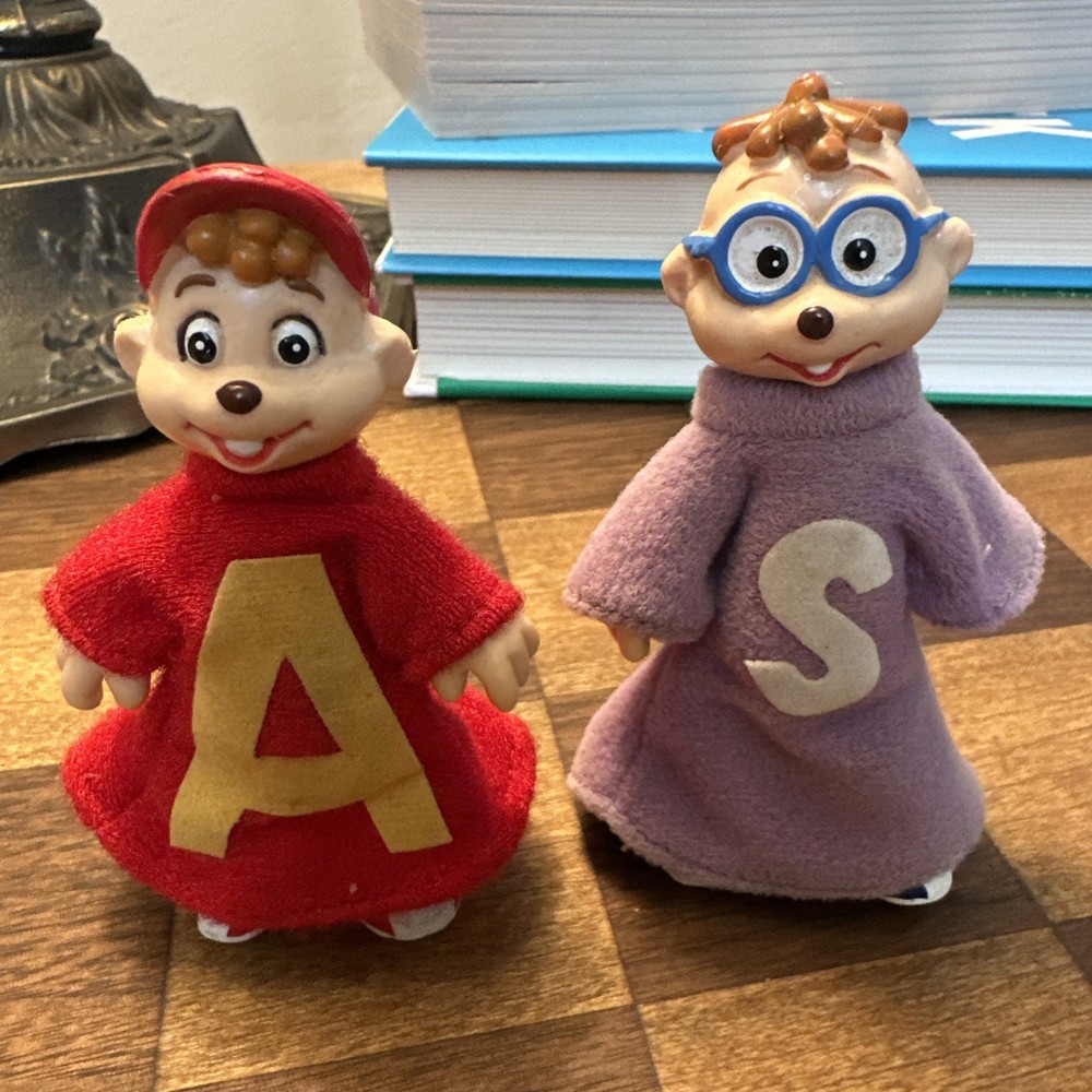 Vintage 1984 Alvin And Simon From the Chipmunks Posable Figures CBS Hong Kong