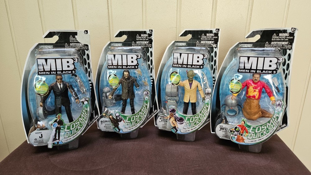 Jakks MIB3 Men In Black 4” Figures; Agent J, Boris, Stalk Eyes, Mr. Wu Sealed Pk