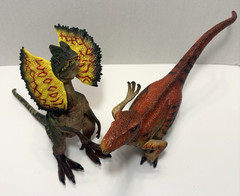 Dinosaur Action Figures Dilophosaurus(8 in) & Velociraptor(7 in) Toys-Lot of 2