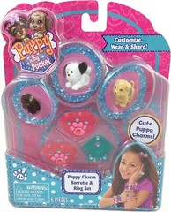 Puppy in My Pocket/ Puppy Charm Barrette & Ring Set Pink and Green