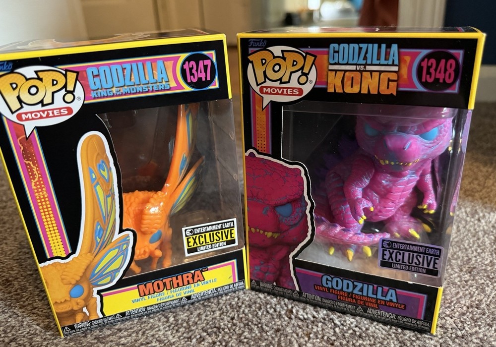 Funko Pop! Movies – Lot Of 2 Blacklight Figures # 1347 & 1348 Mothra & Godzilla