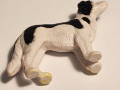 Spaniel Dog Figure Dollhouse Toy Hard Plastic Puppy 2.5″ Black White