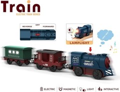 Electric Wooden Train for Kids 3+ Battery Powered Compatible with Brio & Thomas