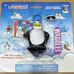 Waggles Penguin Action Figure Cold-by Schlep Bobbling Tail Accessories Stickers