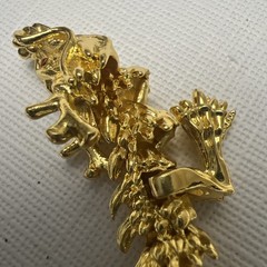 Chinese Gold Tone Articulated Dragon Figurine 3D Zodiac Tabletop Feng Shui Decor