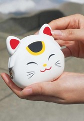 mimi Pochi Japan Lucky Cat White Pouch 04414