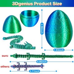 4Pcs 3D Printed Dragon Eggs with Articulated Dragon Inside, 8.86″ Flexible ..