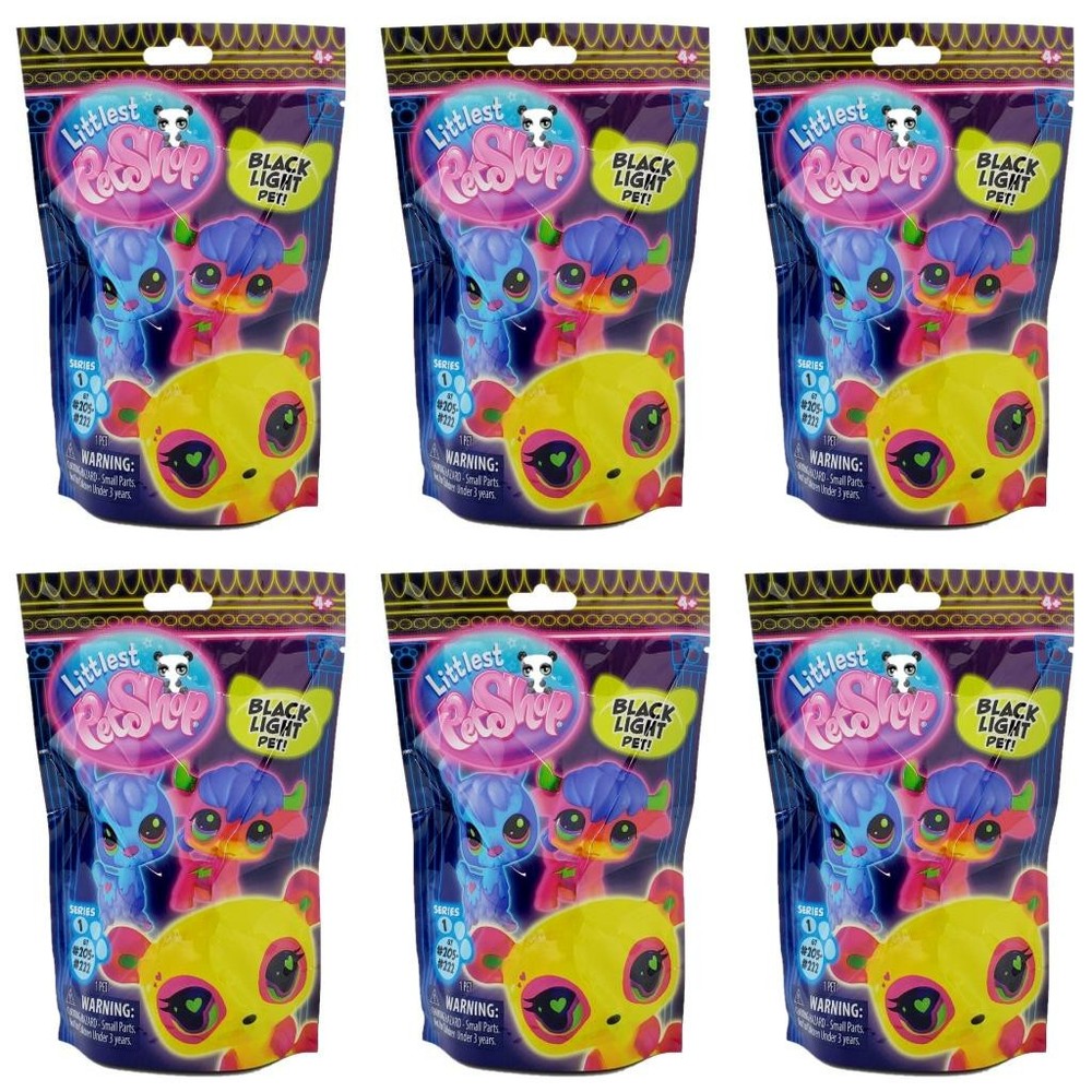 Littlest Pet Shop Series 1 Black Light Pets – Lot of 6 Sealed Blind Bags
