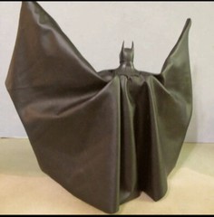 Custom Batman Returns Mcfarlane 1989 Keaton Leather Wired Cape 1/10 NOT fIGURE