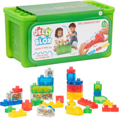 Jelly Blox Stash ‘N Stack 2-In-1 Storage Case with 30 Blocks | Toddler & Prescho