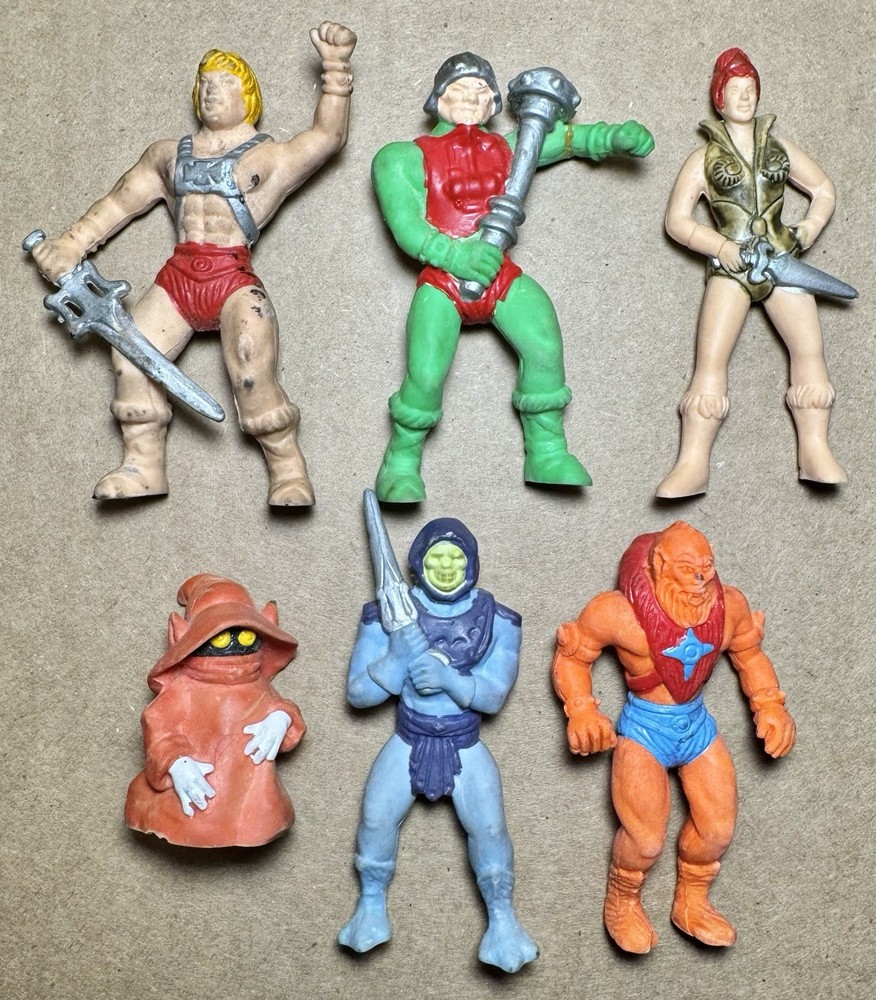 Vintage MOTU Masters of the Universe Rubber Eraser Figures Lot – He-Man Skeletor