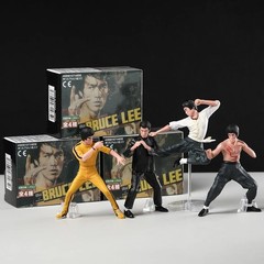 4pcs/set 10cm Bruce Lee Action Figure Kung Fu Collection Model Toy Gift Boxed