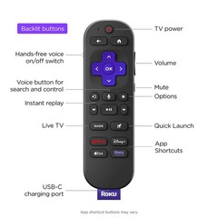 Roku Voice Remote Pro Wireless Remote Control with Rechargeable Battery