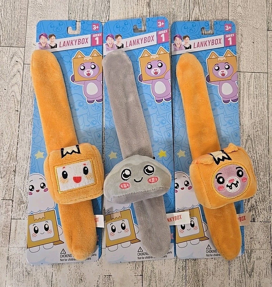 Lanky Box Slap Bracelets Series 1 Boxy Foxy Rocky Plush 3+ Lot of 3