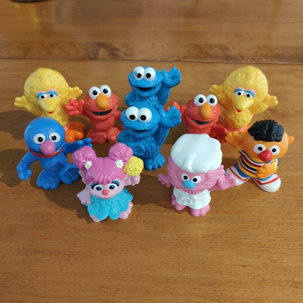 (10) Sesame Street Figures Hard Plastic Elmo Ernie Cookie Monster Big Bird ++