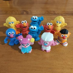 (10) Sesame Street Figures Hard Plastic Elmo Ernie Cookie Monster Big Bird ++