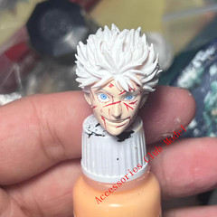 Painted 1/12 Custom Jujutsu Kaisen Gojo Satoru Head Carving For 6″Romankey Figur