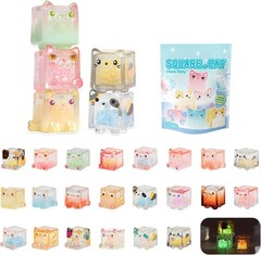 Glow in The Dark Figure, Square Cat Series Blind Box 5 Figures per Box Random…