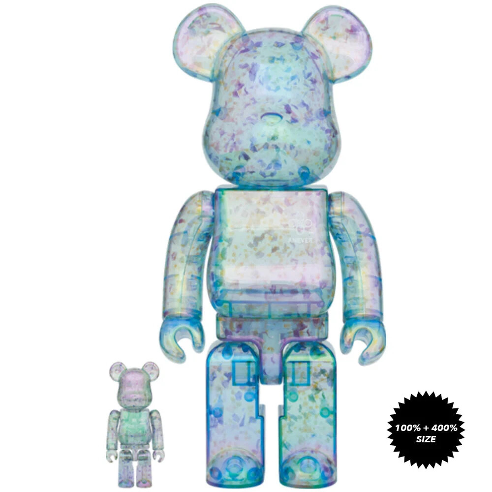Medicom BE@RBRICK x Anever 3rd Version clear blue 400% and 100% set Bearbrick