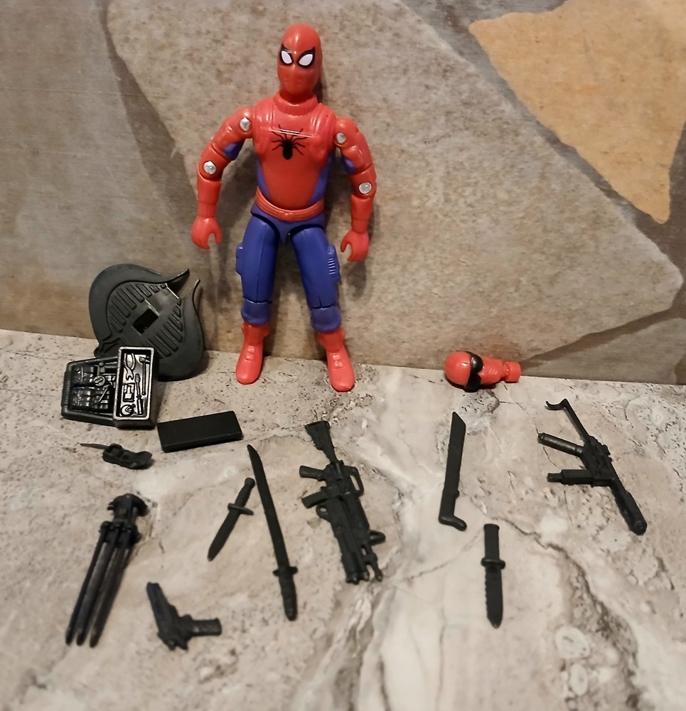 GI Joe Black Major Custom Spider-Man Figure Complete 3.75″ O-RING w/ Alt Head