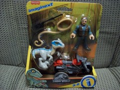 Owen & Blue, Jurassic, Fisher-Price Imaginext 3″ Figure with motorcycle