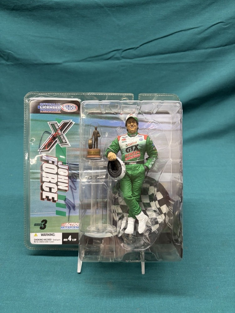 NEW McFarlane Toys John Force 2004 Series 3 Action Figure Autographed + Photo