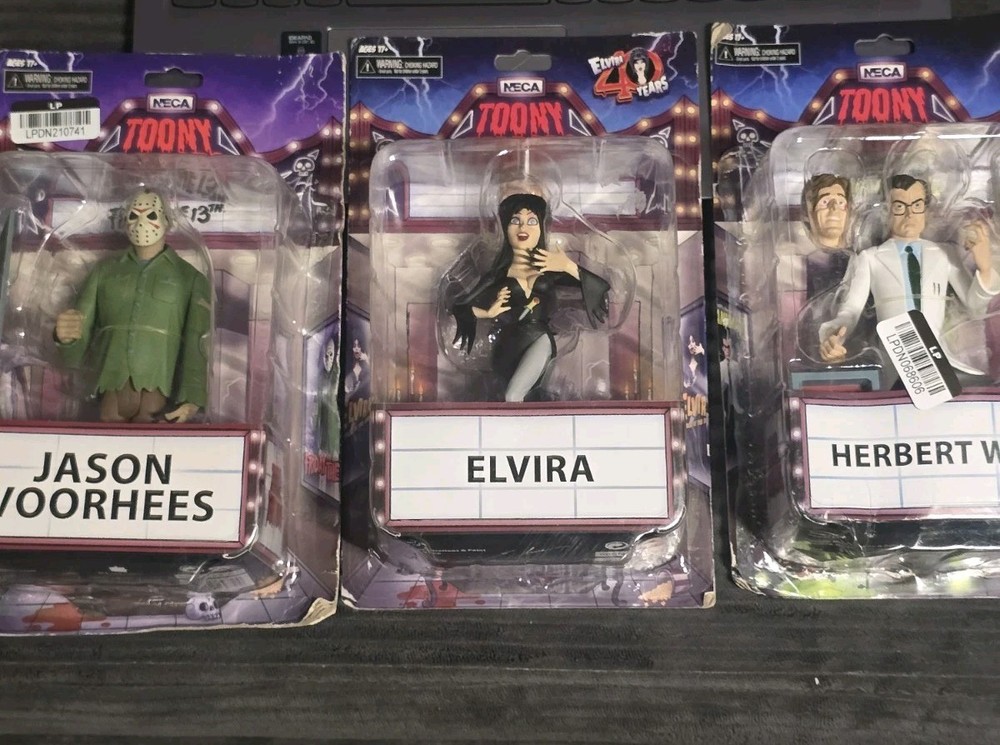 Neca Toony Terrors Elvira, Jason Voorhess, Herbert West New Damaged Boxes Lot 3
