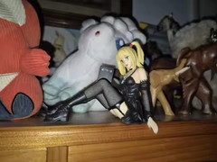 Death Note Misa Amane 10cm Sitting Figure Gothic Leather Dress PVC Model Gift
