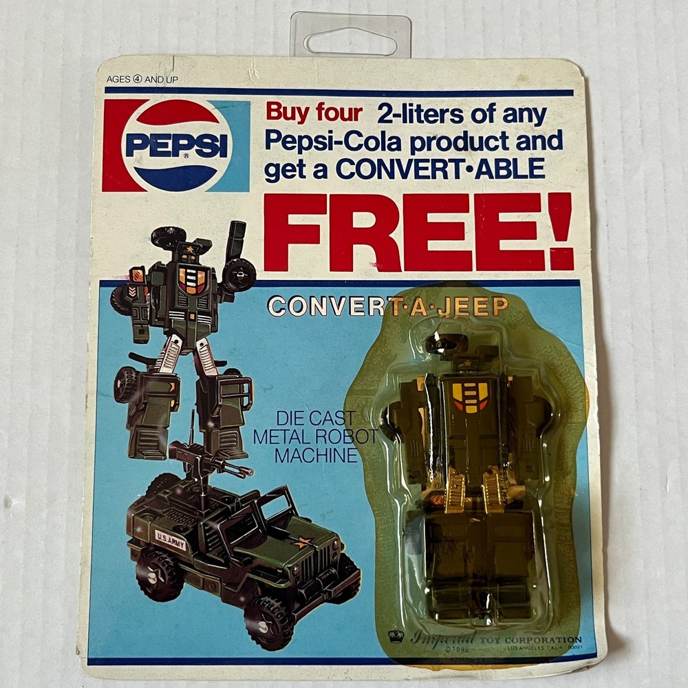 Vintage 1985 Pepsi Convert-A-Jeep Figure Machine Robo GoBots Transformers