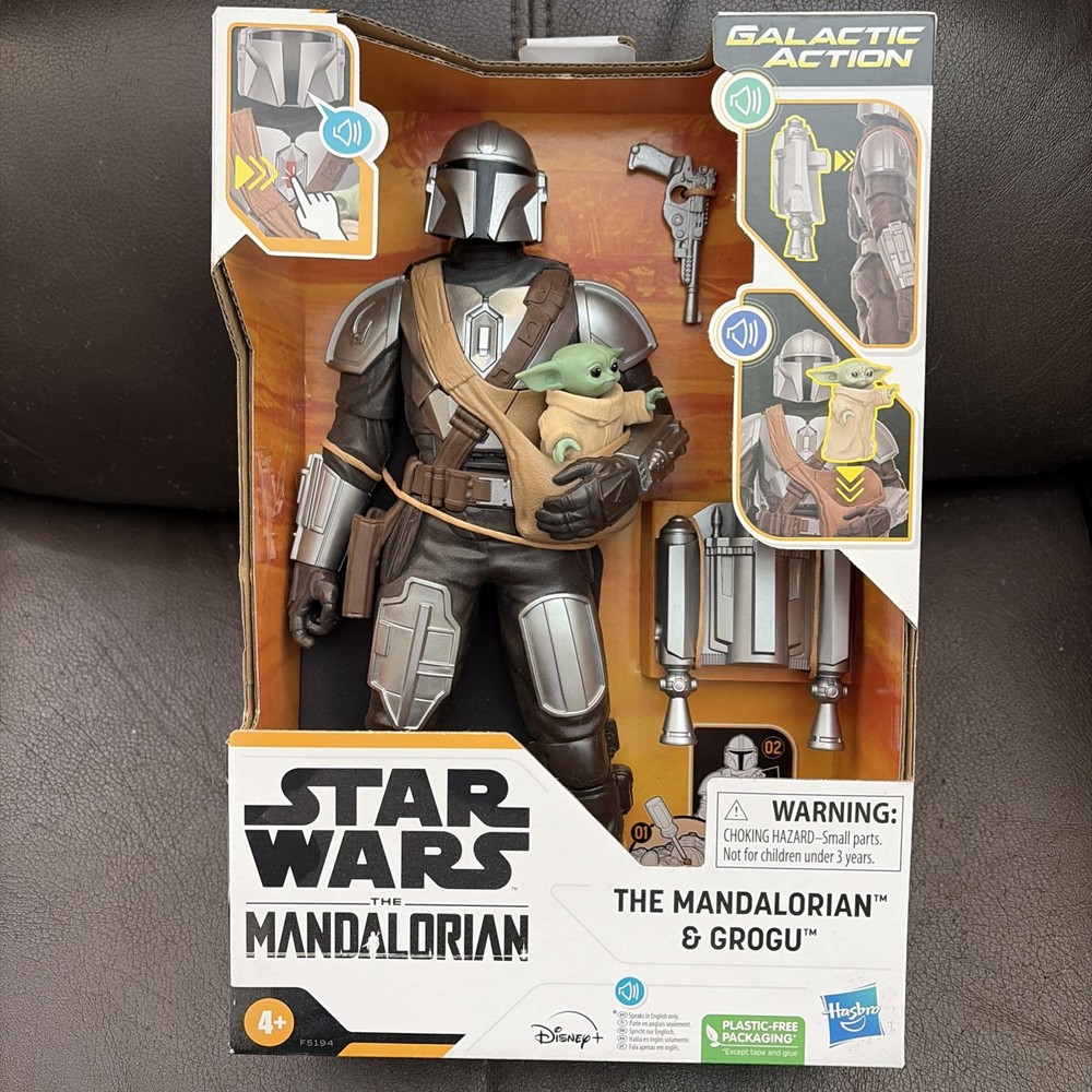 Star Wars Galactic Action The Mandalorian & Grogu Figure 12” Action Figures