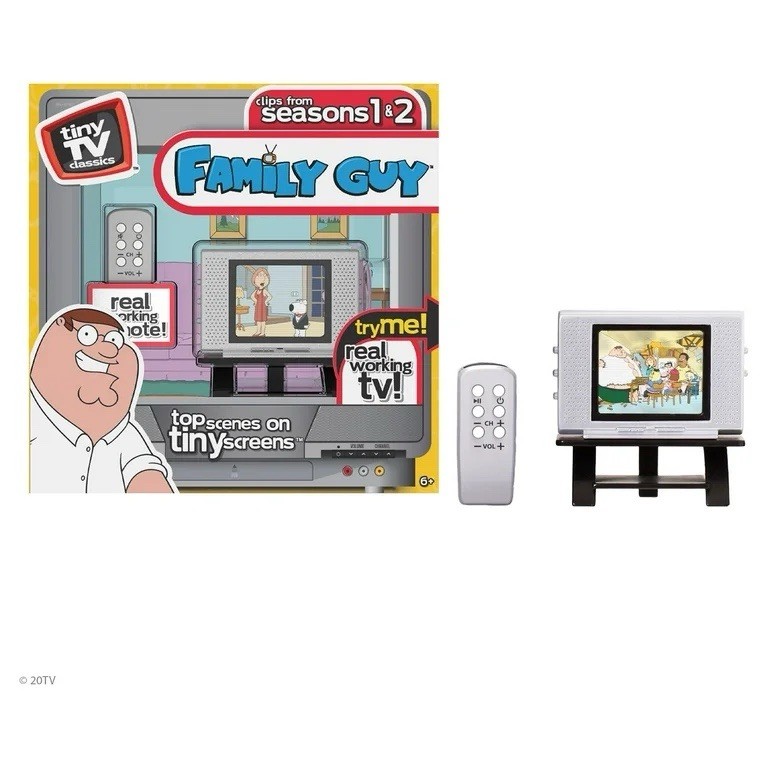 Tiny TV Classics Family Guy Real Working Mini Television Season 1 & 2 Clips NIB