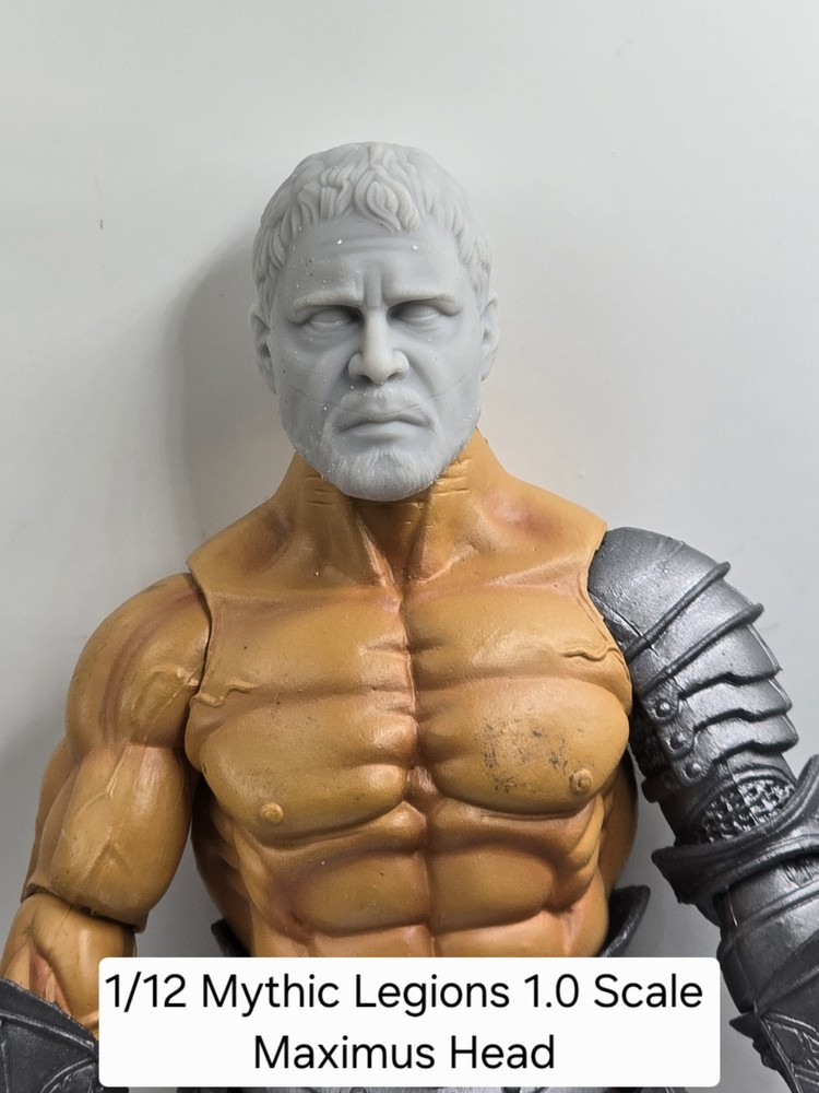 3d Printed 1.0 Head For Mythic Legions 1/12 Scale GLADIATOR MAXIMUS HEAD