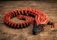 3D Printed Crystal Dragon -PLA- Black and Red – 2 Ft Long – Articulated dragon
