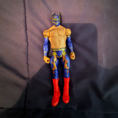 Blue Red Gold Masked Wrestler Action Figure Plastic w/ Red Boots