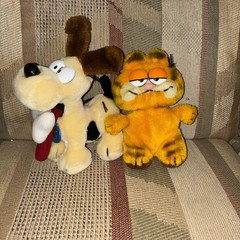 VTG Stuffed Plush GARFIELD 1983 & ODIE w/Bone 1981 Dakin Excellent RARE