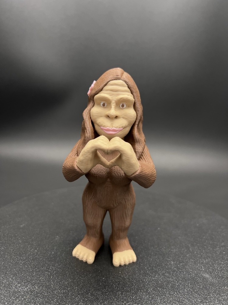 Lady Bigfoot With Heart hands Sasquatch Bigfoot Figurine Valentines Day!