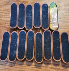 Lot Of 14 Finger Skateboards Boards, Wheels And Axles Blue, Red, Green & Yellow