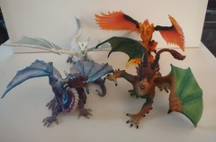 Schleich Dragon Lot 4: Eldrador Poacher D-73527 Retired, Fire Eagle, Cloud, Ice